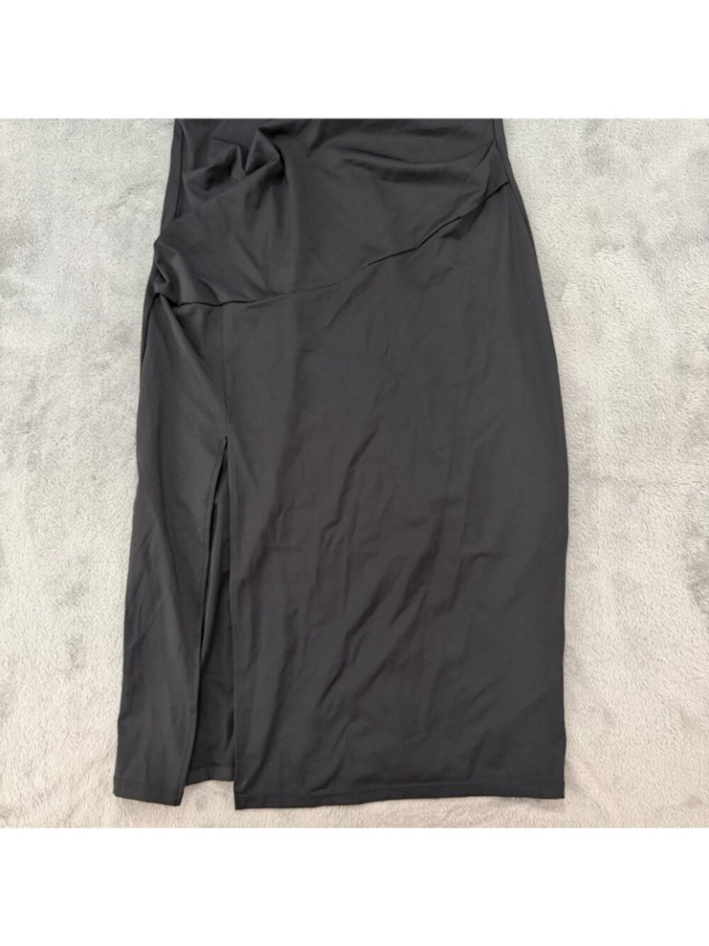 NWT Halara SoftlyZero Airy Square Neck Corset Ruched Midi Dress LARGE Black - Picture 2 of 7